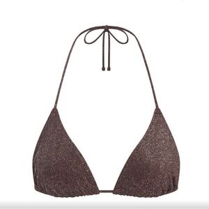 BNWT! SKIMS Glitter Swim Triangle Tie Bikini Set Top L/ Bottom XL Cocoa